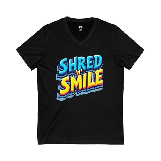 Unisex V-Neck T-Shirt "SHRED 'N' SMILE"