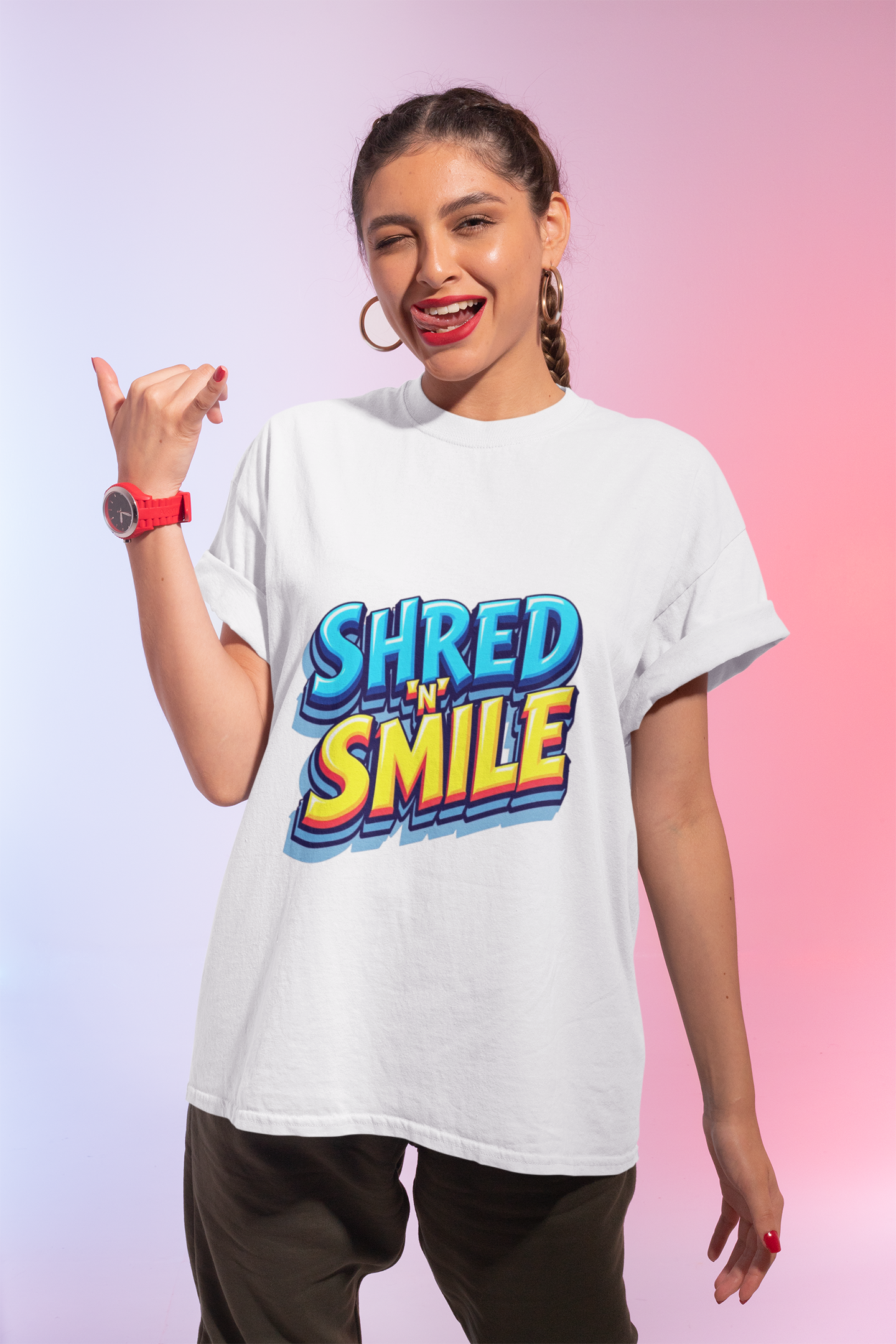 Unisex V-Neck T-Shirt "SHRED 'N' SMILE"
