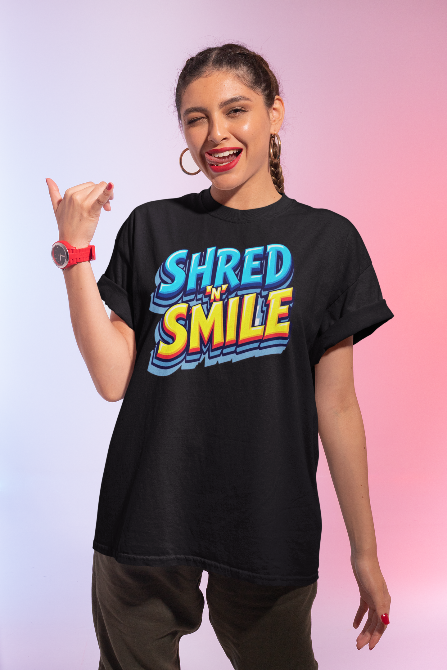 Unisex V-Neck T-Shirt "SHRED 'N' SMILE"