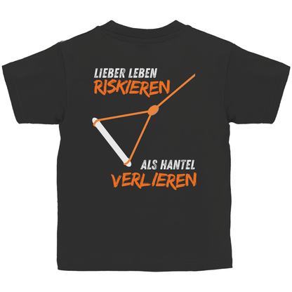 Kinder Wakeboard T-Shirt "Lieber Leben riskieren als Hantel verlieren"