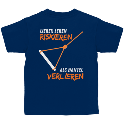 Kinder Wakeboard T-Shirt "Lieber Leben riskieren als Hantel verlieren"