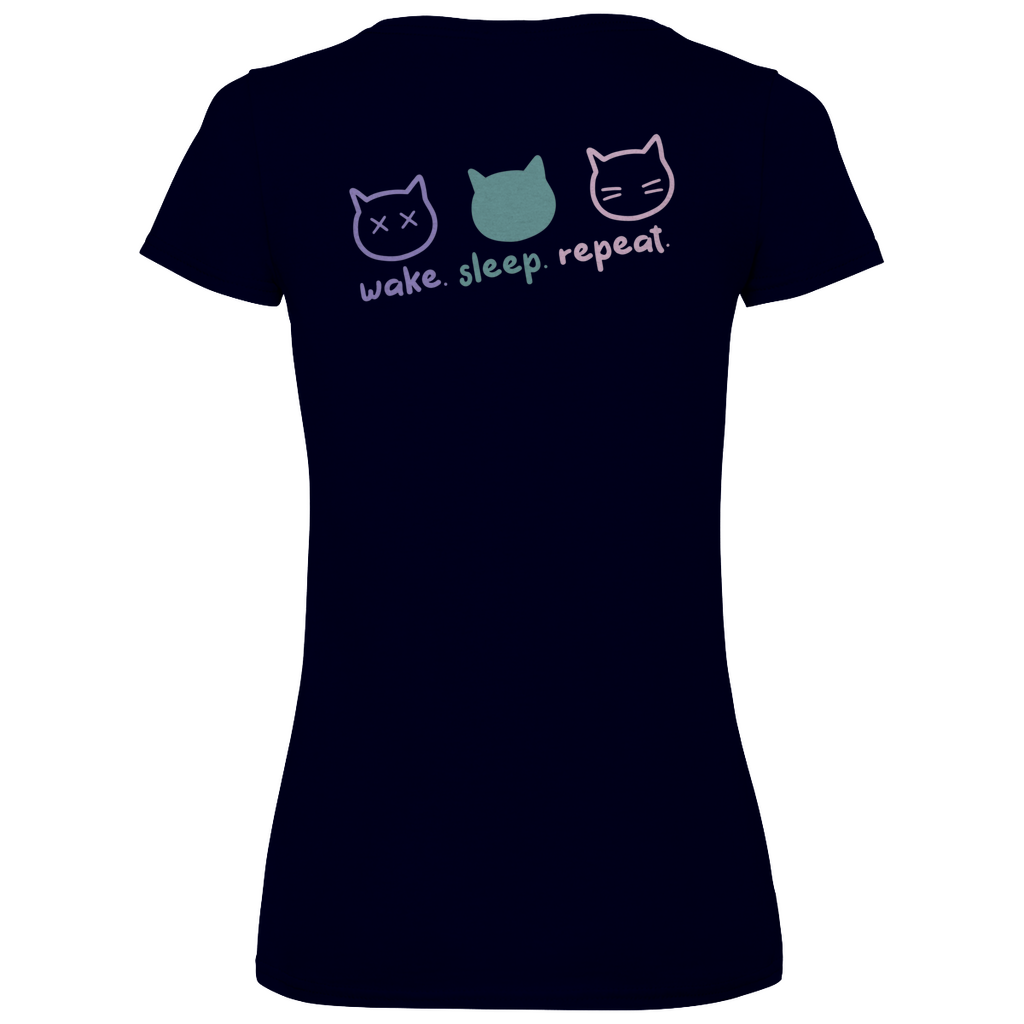 Damen V-Neck T-Shirt "WAKE.SLEEP.REPEAT"