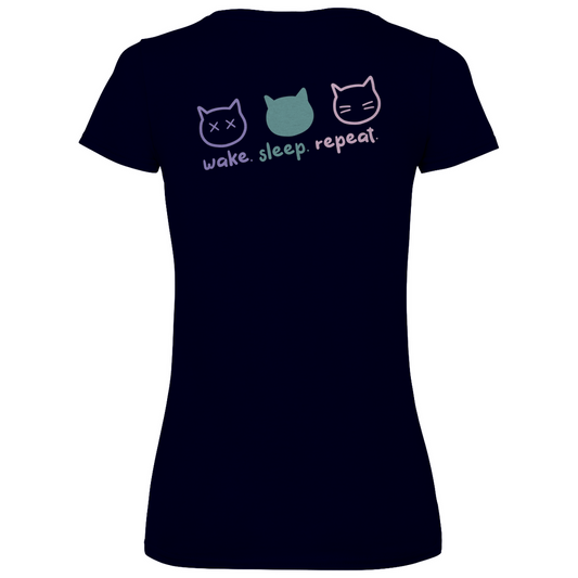 Damen V-Neck T-Shirt "WAKE.SLEEP.REPEAT"