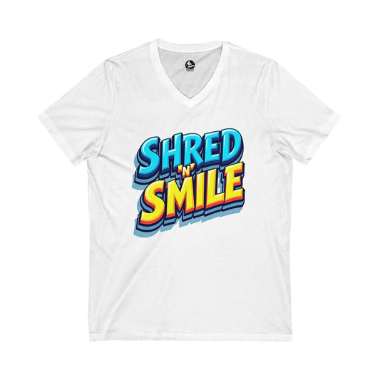 Unisex V-Neck T-Shirt "SHRED 'N' SMILE"