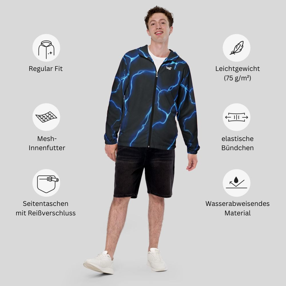 Produkthighlights Wake Windbreaker Blue Lightning Fusion von Wakeboard Essentials. Windbreaker für Wakeboarder (Unisex