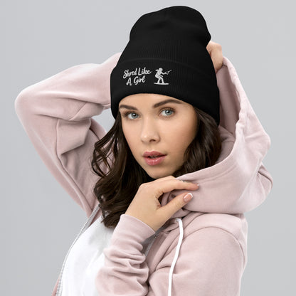 Beanie "Shred Like A Girl" mit Piktogramm