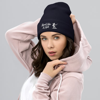 Beanie "Shred Like A Girl" mit Piktogramm