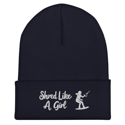 Beanie "Shred Like A Girl" mit Piktogramm