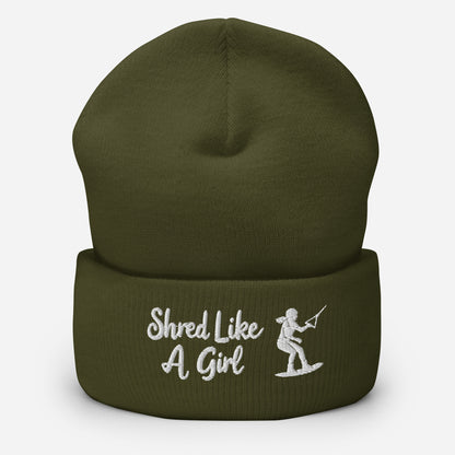 Beanie "Shred Like A Girl" mit Piktogramm