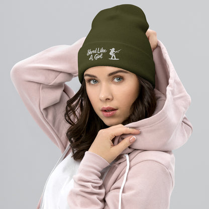 Beanie "Shred Like A Girl" mit Piktogramm