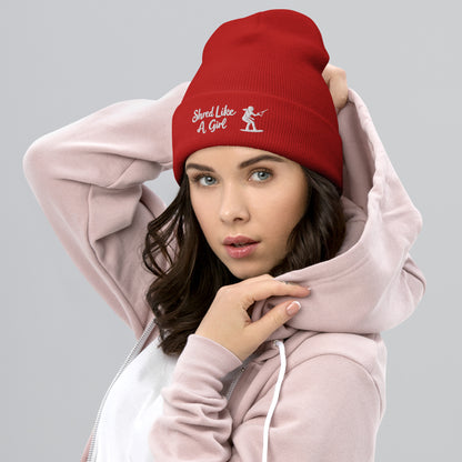 Beanie "Shred Like A Girl" mit Piktogramm