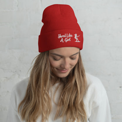 Beanie "Shred Like A Girl" mit Piktogramm