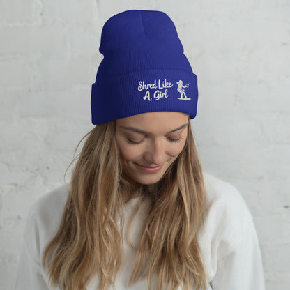 Beanie "Shred Like A Girl" mit Piktogramm