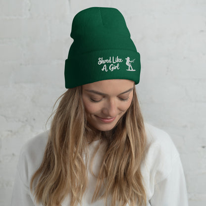 Beanie "Shred Like A Girl" mit Piktogramm