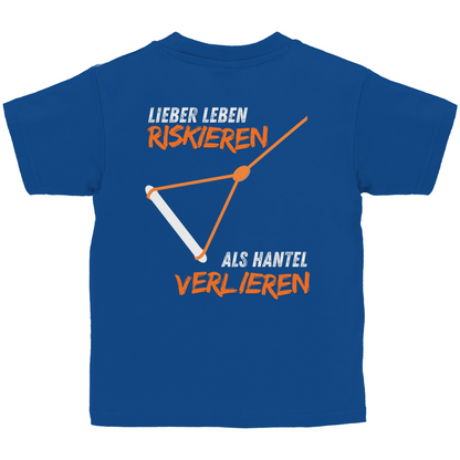 Kinder Wakeboard T-Shirt "Lieber Leben riskieren als Hantel verlieren"